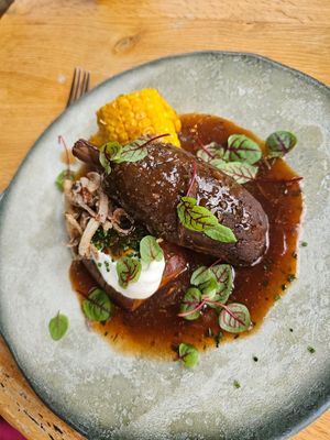 Slow cooked seitan shortrib at Beck Hall in Malham