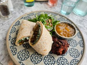 Bombay potato pakora wrap  at Beck Hall in Malham