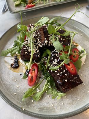 Tamarind treacle-glazed baby back 'ribs'  at Beck Hall in Malham
