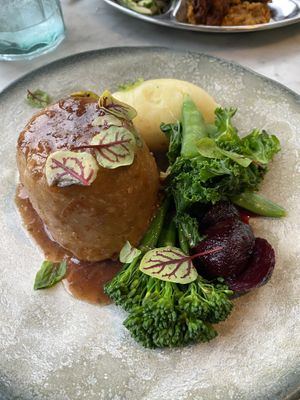 Mushroom stroganoff pudding  at Beck Hall in Malham