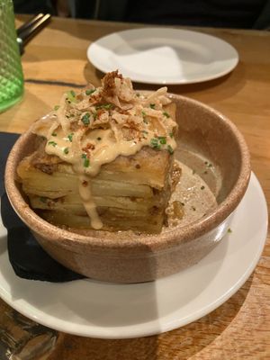 roasted celeriac stack, quite good but didn't realize it would be the same thing as in the main "plant chicken" meal at Beck Hall in Malham