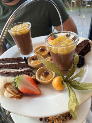 top of the afternoon tea - didn't like anything from here except fruit, too sweet and too much chocolate at Beck Hall in Malham