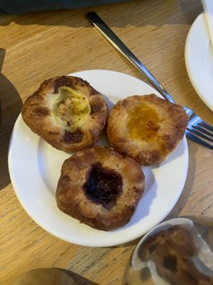 breakfast pastries, good but dry and cold each morning at Beck Hall in Malham