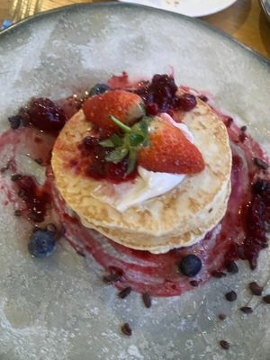 breakfast pancakes, quite good at Beck Hall in Malham