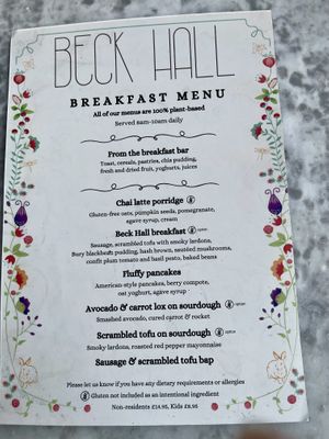 Breakfast menu   at Beck Hall in Malham