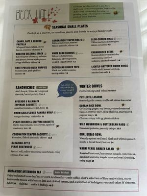 Lunch menu   at Beck Hall in Malham