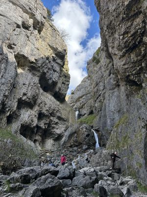 Gordale scar close  at Beck Hall in Malham