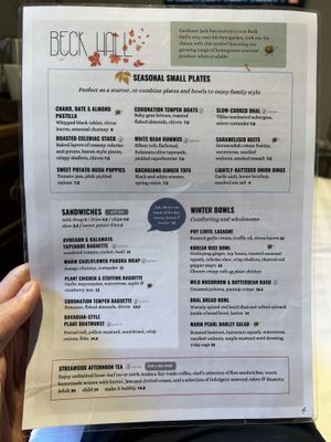 Menu spring 2026  at Beck Hall in Malham