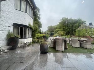 Outside Area (raining whilst we were here)  at Beck Hall in Malham