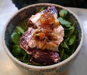 Caramelised beets and walnuts with cress at Beck Hall in Malham