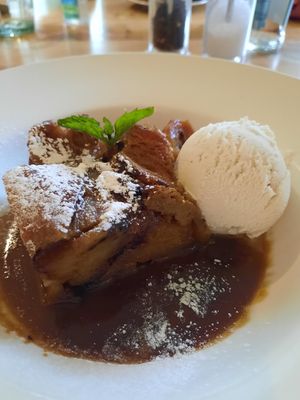 Chocolate Bread & Butter Pudding with ice cream at Beck Hall in Malham