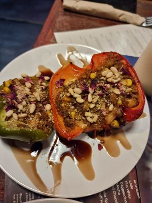 Stuffed peppers at Plant Bar  in Derby