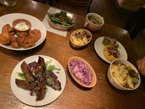 Variety of sharing dishes  at Plant Bar  in Derby