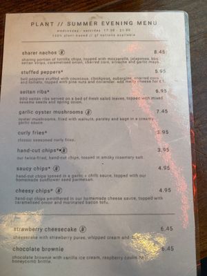 Menu 1  at Plant Bar  in Derby