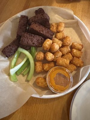Seitan wings and tots #Veganuary at Fire On The Mountain - Wash Park in Denver