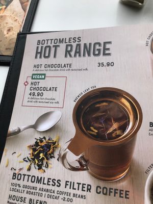 Vegan labels on the menu at Mugg & Bean in Limpopo