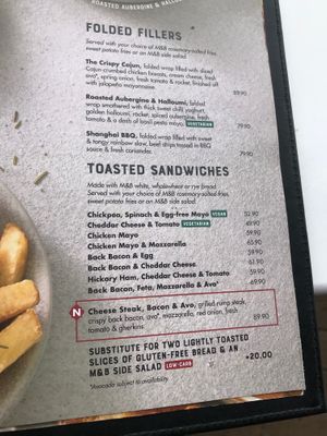 Vegan label on the sandwich at Mugg & Bean in Limpopo