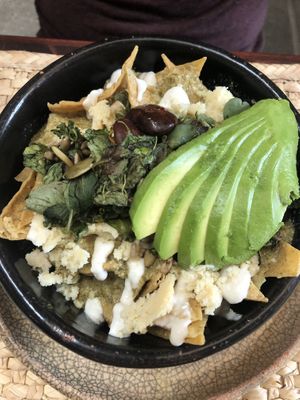 Chilaquiles de pipián verde at Na Tlali in Mexico City