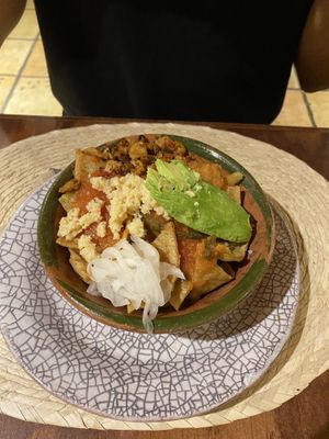 Chilaquiles rojos  at Na Tlali in Mexico City