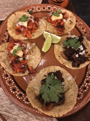El pastor and barbacoa tacos   at Na Tlali in Mexico City