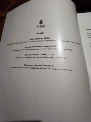 Menu Entradas 1/2024 at Na Tlali in Mexico City