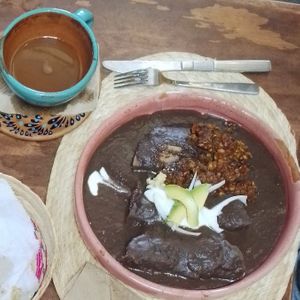 Enfrijoladas con Chorizo de Lentejas at Na Tlali in Mexico City