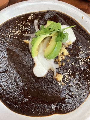 Emboladas (mole negro)  at Na Tlali in Mexico City