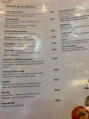 Menu 2 at Na Tlali in Mexico City