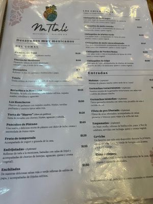 Menu 1 at Na Tlali in Mexico City