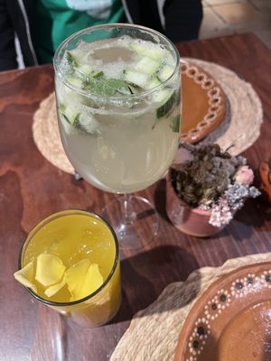 Agua del día y limonada con pepino   at Na Tlali in Mexico City