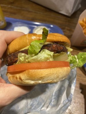 Vegan burger at LEON - Canary Wharf in London