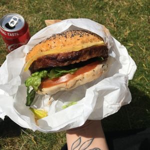 GF Love Burger at LEON - Manchester Piccadilly in Manchester