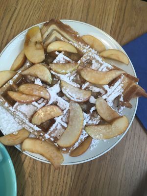 Waffle with maple syrup and apples and no presentation skills😉 at Cafe Isla in Stuttgart