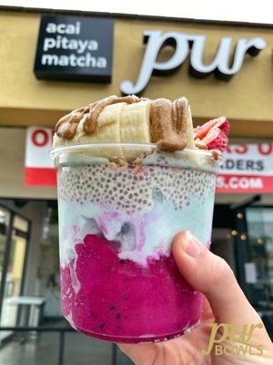 Coco-Lina and Pitaya mix at pur Bowls:Acai Bowls in Huntington Beach