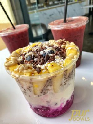Pur Coco and Pitaya mix at pur Bowls:Acai Bowls in Huntington Beach