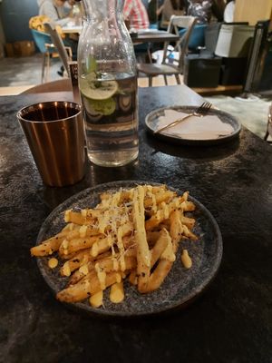 Fries with Truffle and Cheese sauce at BaganHood 蔬食餐酒館 in Taipei