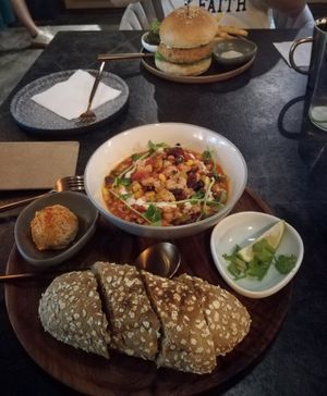 Less than it looks... Bowl was very shallow at BaganHood 蔬食餐酒館 in Taipei