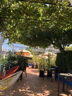 Cool breezy terrace  at Galeria Bar Santa Clara in Coimbra