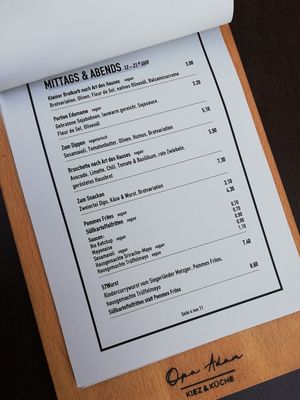 Menu at Opa Adam in Siegen