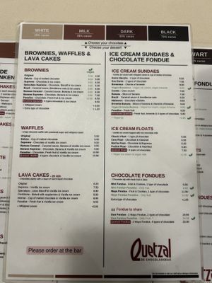 food options  at Quetzal in Antwerpen