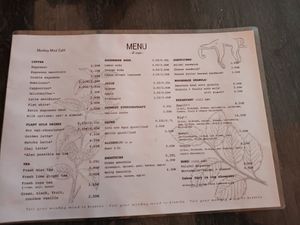 English menu at Monkey Mind in Berlin