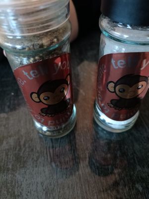 Branded salt & pepper at Monkey Mind in Berlin