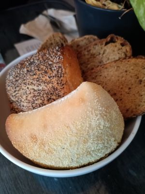 Big bowl of bread(one bowl each for breakfast) at Monkey Mind in Berlin