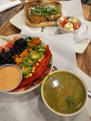 1/2 salad and soup combination / Bahn Mi Sandwich   at Sunflower Bakehouse in Nashville