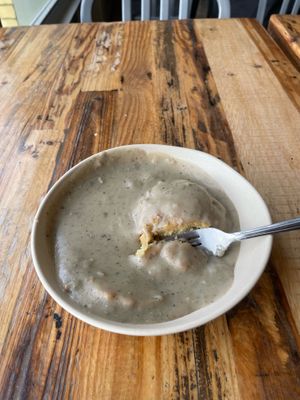Biscuits and gravy at Sunflower Bakehouse in Nashville