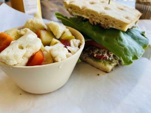 Sandwich and pickled veg  at Sunflower Bakehouse in Nashville