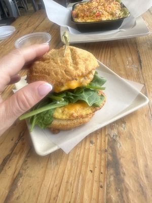 Sausage, egg, and cheddar biscuit with spinach   at Sunflower Bakehouse in Nashville
