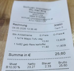bill  at Szechuan Impression in Linz