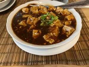 Vegan mapo tofu at Szechuan Impression in Linz