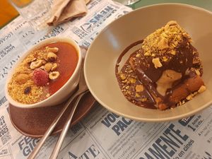 Doble pistacho y Flambosia de chocolate blanco at Romero Verde in Madrid